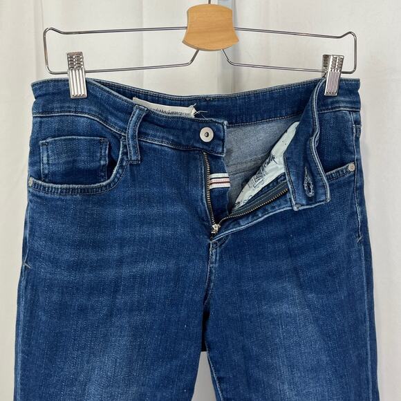 PILCRO Anthropologie Step Hem Skinny Ankle Jeans Mid Rise 5 Pocket Blue EST S - Picture 6 of 10
